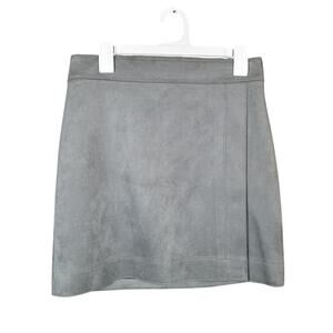 White House Black Market Faux Wrap Suede-like Skirt Size 4 Gray